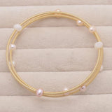 Pearl Bracelet & Brass Ring Set for Men Women