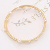 Pearl Bracelet & Brass Ring Set for Men Women
