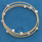 Pearl Bracelet & Brass Ring Set for Men Women