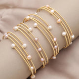 Pearl Bracelet & Brass Ring Set for Men Women