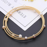Pearl Bracelet & Brass Ring Set for Men Women