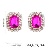 Square Stud Earrings Bridal Wedding Jewelry Women's Accessories