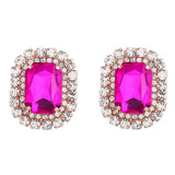Square Stud Earrings Bridal Wedding Jewelry Women's Accessories