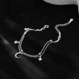 925 Silver Double Layer Star Moon Ball Zircon Bracelet