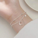 925 Silver Double Layer Star Moon Ball Zircon Bracelet