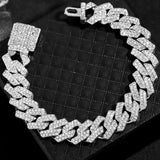 Prong Cuban Chain Bracelet Iced Out Hip Hop Bling Jewelry