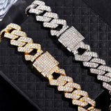 Prong Cuban Chain Bracelet Iced Out Hip Hop Bling Jewelry