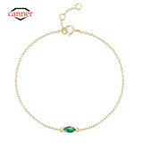 Emerald Bracelet 925 Sterling Silver Minimalist Wedding Chain Jewelry