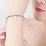 925 Silver Bracelet Crystal Heart Shaped CZ Wedding Jewelry