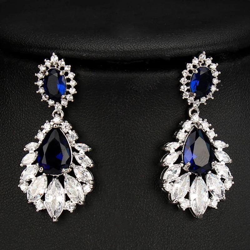 Zircon Stud Earrings Wedding Anniversary Crystal Jewelry Gift