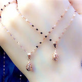 18K Purple Water Drop Necklace 14K Rose