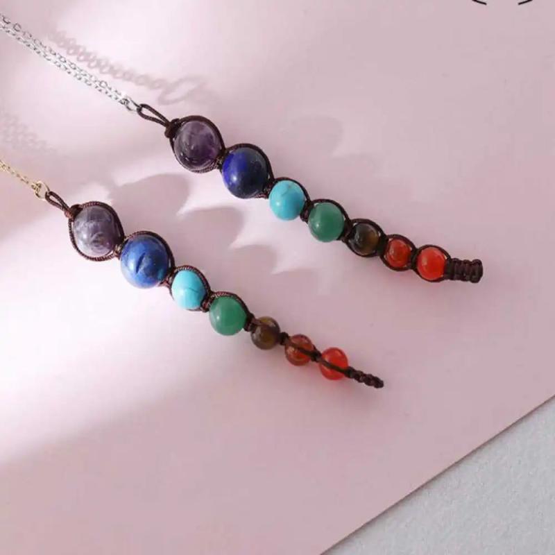 Natural Seven Chakras Energy Pendant Necklace Choker