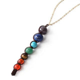 Natural Seven Chakras Energy Pendant Necklace Choker