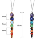 Natural Seven Chakras Energy Pendant Necklace Choker