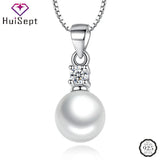 Pearl Zircon Pendant Necklace 925 Silver Jewelry