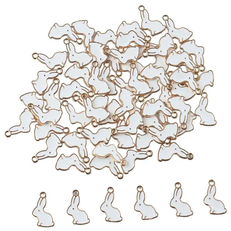 Enamel Bunny Charms 100 Pcs Rabbit Alloy 11*17mm For Bracelet Necklace