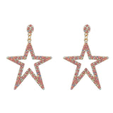 Crystal Star Earrings Pink Purple Dangle Drop for Women