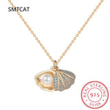 925 Silver Freshwater Pearl Shell Pendant Necklace For Women