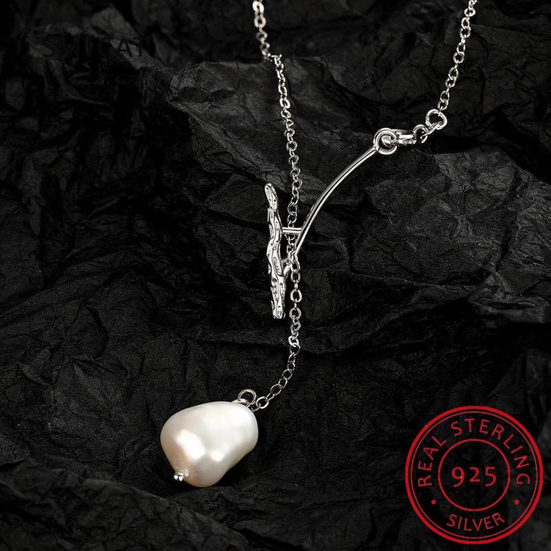 Sterling Silver Baroque Pearl Pendant Necklace for Women