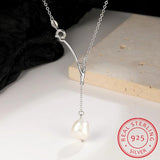 Sterling Silver Baroque Pearl Pendant Necklace for Women