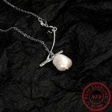 Sterling Silver Baroque Pearl Pendant Necklace for Women