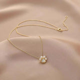 925 Silver Pearl Cat Paw Necklace Dog Footprint Pendant Chain