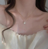 925 Silver Pearl Cat Paw Necklace Dog Footprint Pendant Chain