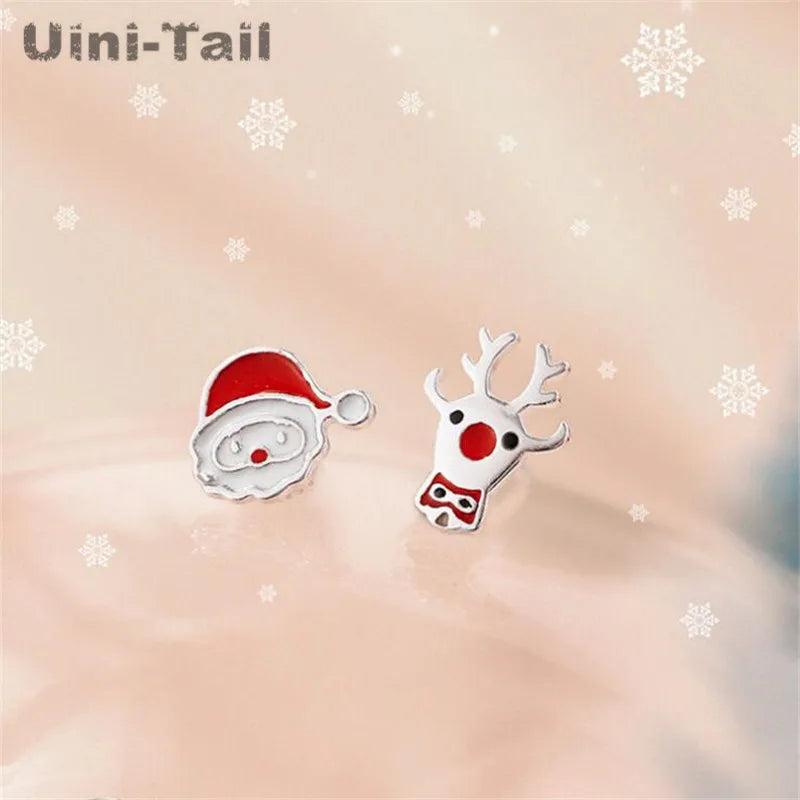 Christmas Earrings Asymmetric Deer Santa Claus Jewelry