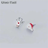 Christmas Earrings Asymmetric Deer Santa Claus Jewelry