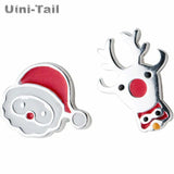 Christmas Earrings Asymmetric Deer Santa Claus Jewelry