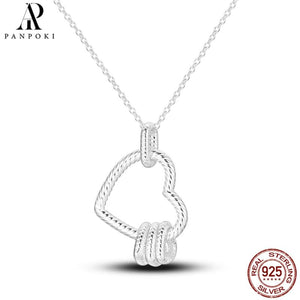 Sterling Silver 925 Pendant Necklace Heart Butterfly Round CZ Wedding Jewelry