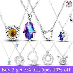 Sterling Silver 925 Pendant Necklace Heart Butterfly Round CZ Wedding Jewelry