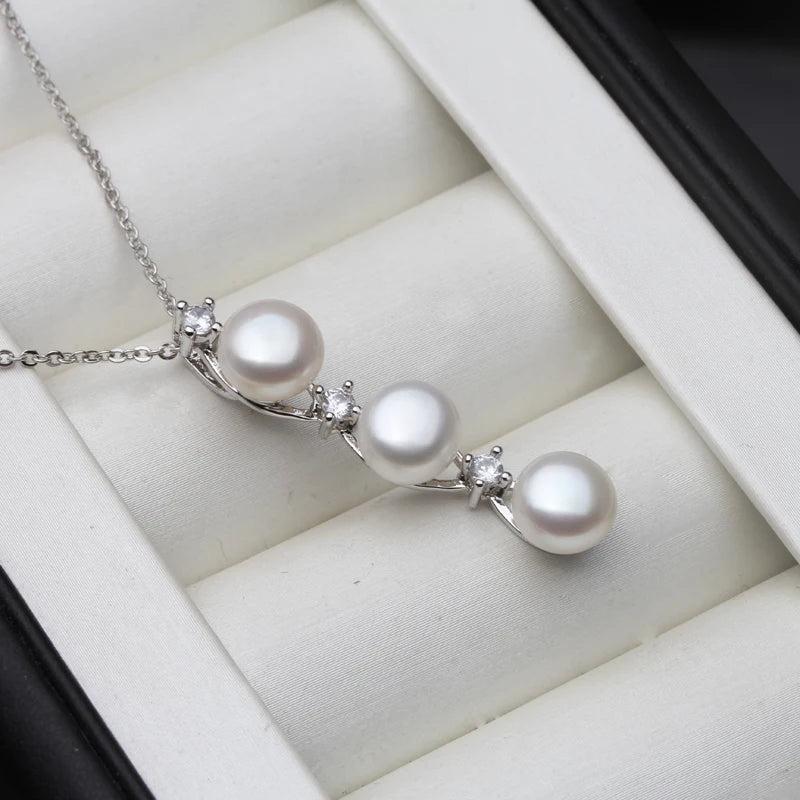 Freshwater Pearl Necklace 925 Silver Chain Pendant