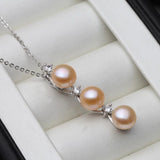 Freshwater Pearl Necklace 925 Silver Chain Pendant