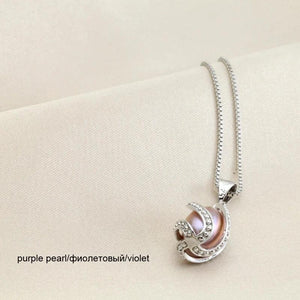 Freshwater Pearl Pendant Necklace 925 Sterling Silver Chain Cage Pendant