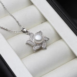 Freshwater Pearl Pendant Chain Necklace Women 925 Silver Wedding Gift