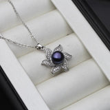 Freshwater Pearl Pendant Chain Necklace Women 925 Silver Wedding Gift