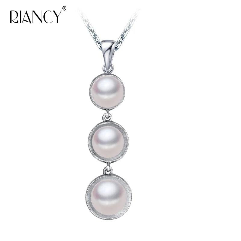 Natural Multicolor Pearl pendant Freshwater Three beads pendant Necklace