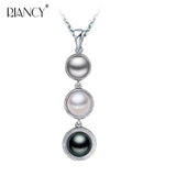 Natural Multicolor Pearl pendant Freshwater Three beads pendant Necklace