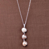 Natural Multicolor Pearl pendant Freshwater Three beads pendant Necklace