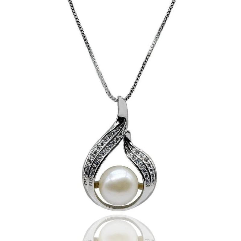 Freshwater Pearl Pendant Silver Necklace for Women
