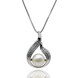 Freshwater Pearl Pendant Silver Necklace for Women