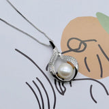 Freshwater Pearl Pendant Silver Necklace for Women