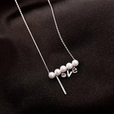 S925 Silver Love Pearl Pendant Necklace Clavicle Chain