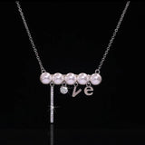 S925 Silver Love Pearl Pendant Necklace Clavicle Chain