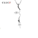 925 Silver Zircon Women's Pendant Mounting Necklace Charms