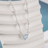 925 Silver Necklace Pearl Heart Pendant for Women Wedding Party