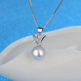 925 Silver Necklace with Pearl Zircon Gemstone Pendant