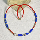 Agate Pearl Beaded Necklace Lazurite Clavicle Jewelry