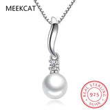 925 Silver Sweet Choker Natural Pearls CZ V Shape Necklace Women Wedding